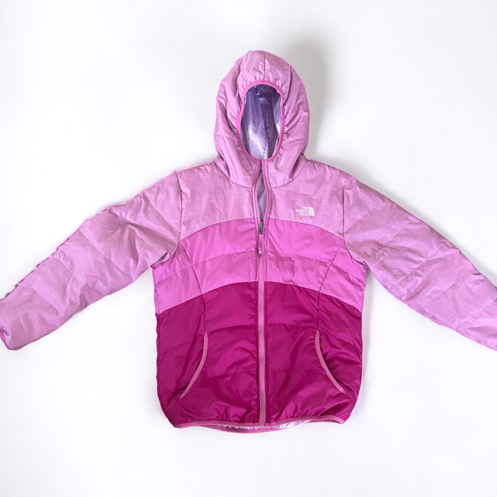 The North Face Moondoggy Reversible Puffer Jacket Girl's XL 18 Pink Lavender